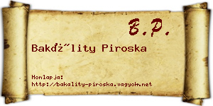 Bakálity Piroska névjegykártya